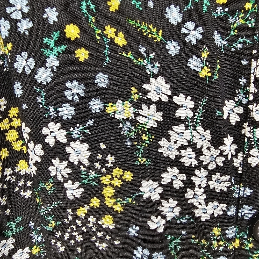 Loft Outlet Black Ditsy Floral Wide Leg Cropped Romper Jumpsuit NWT MP - Picture 8 of 11